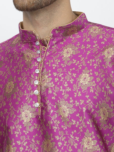Purple Ethnic Zari Work Regular Straight Kurta with Salwar