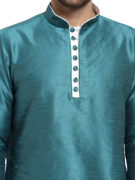 Green Ethnic Motifs Printed Mandarin Collar Designer Kurta with Dhoti Pants