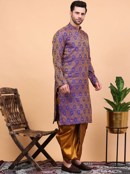 Purple Ethnic Motifs Woven Design Regular Zari Kurta With Dhoti Pants