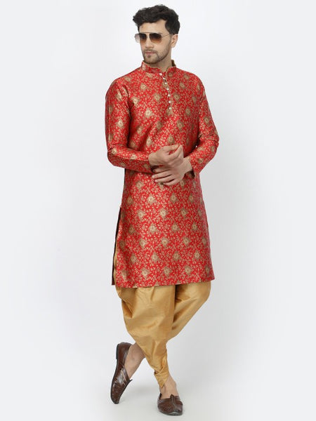 Red Ethnic Zari Work Regular Straight Kurta with Salwar