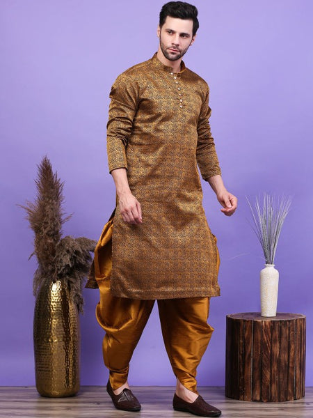 Ethnic Motifs Woven Design Mandarin Collar Straight Kurta with Patiala