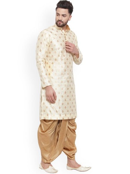 Ethnic Motifs Woven Design Mandarin Collar Kurta with Dhoti Pants