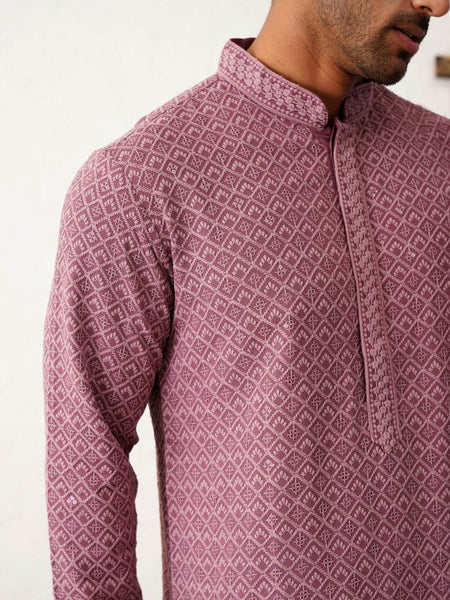 Ethnic Motifs Embroidered Sequinned Mandarin Collar Straight Kurta