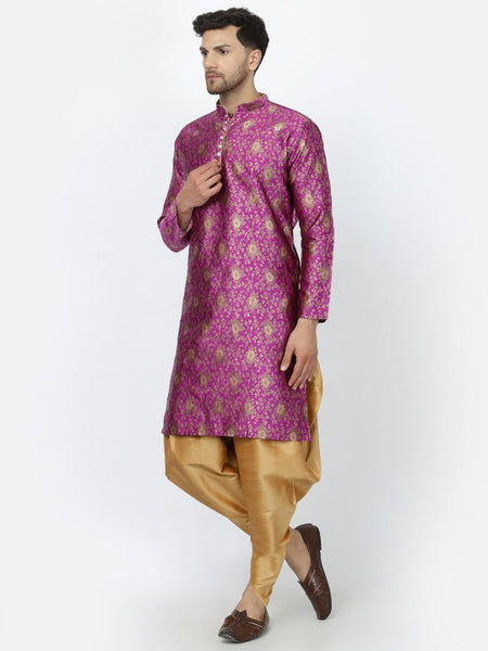 Purple Ethnic Zari Work Regular Straight Kurta with Salwar