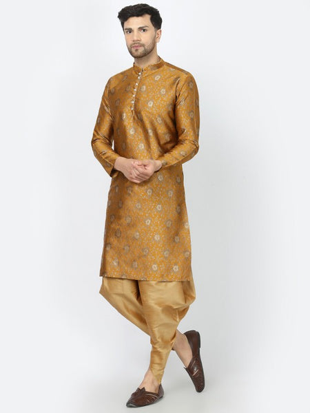 Mustard Ethnic Zari Work Regular Straight Kurta with Salwar