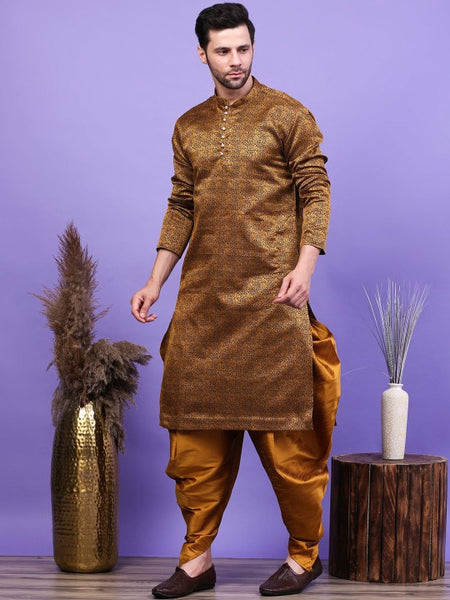 Ethnic Motifs Woven Design Mandarin Collar Straight Kurta with Patiala