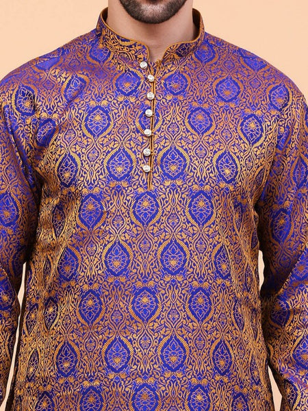 Purple Ethnic Motifs Woven Design Regular Zari Kurta With Dhoti Pants