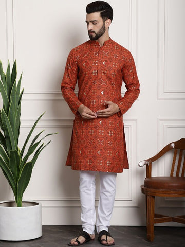 Floral Printed Mandarin Collar Kurta Pyjama Set
