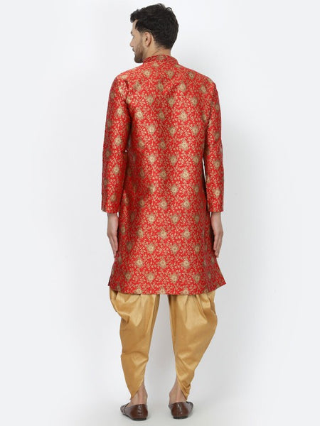 Red Ethnic Zari Work Regular Straight Kurta with Salwar