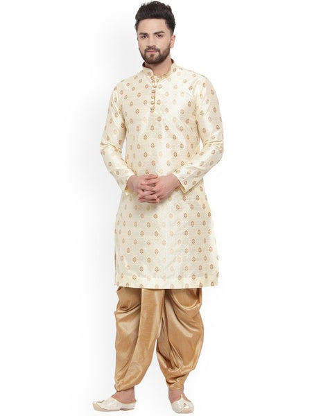 Ethnic Motifs Woven Design Mandarin Collar Kurta with Dhoti Pants