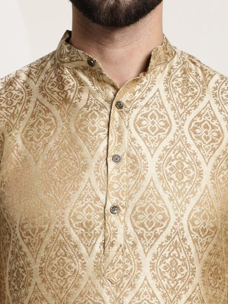 Men Beige Ethnic Motifs Jacquard Kurta