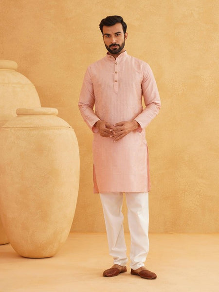 Men Woven Design Jacquard Straight Kurta