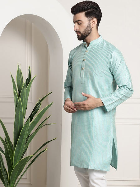 Men Woven Design Jacquard Straight Kurta