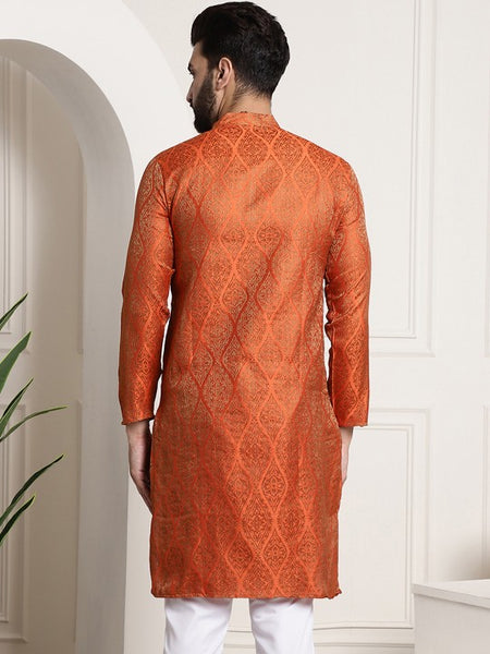 Men Woven Design Jacquard Straight Kurta