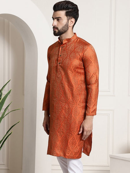 Men Woven Design Jacquard Straight Kurta