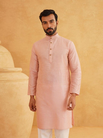 Men Woven Design Jacquard Straight Kurta