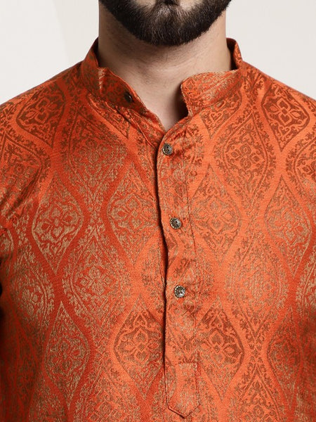 Men Woven Design Jacquard Straight Kurta