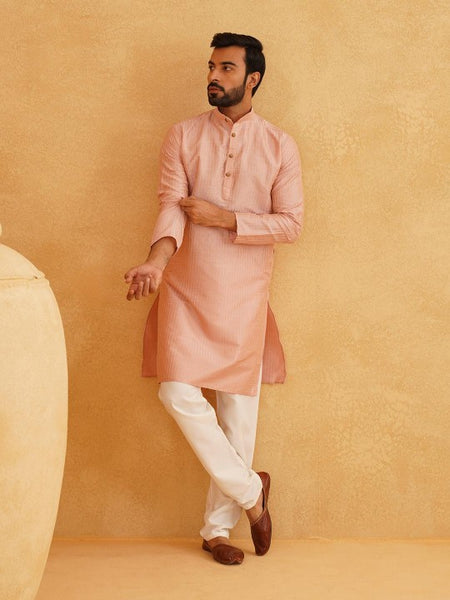 Men Woven Design Jacquard Straight Kurta
