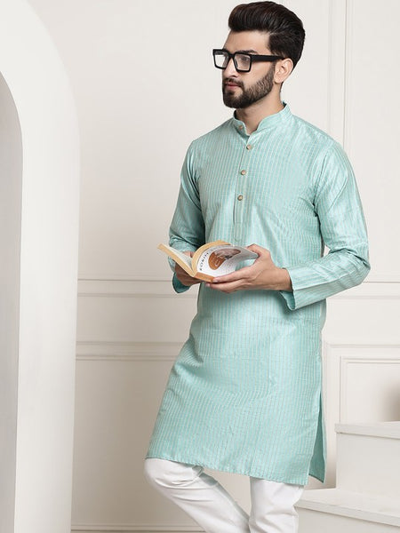 Men Woven Design Jacquard Straight Kurta
