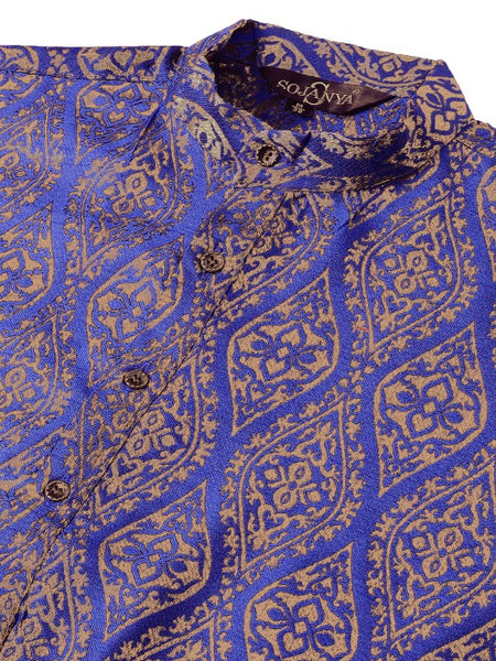 Men Purple & Gold-Toned Jacquard Kurta