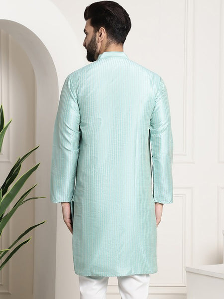 Men Woven Design Jacquard Straight Kurta