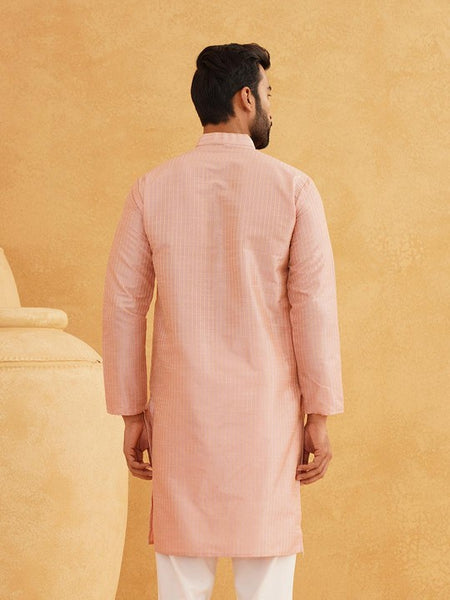 Men Woven Design Jacquard Straight Kurta