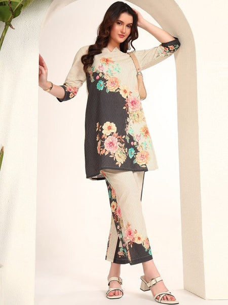 Women Printed Pure Cotton V Neck Tunic With Trousers Co-Ords Set VitansEthnics