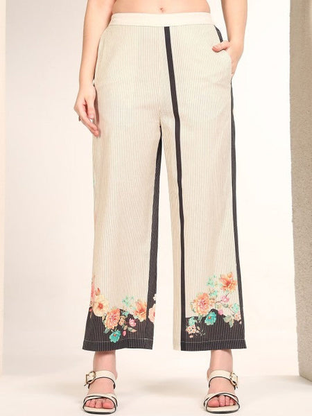 Women Printed Pure Cotton V Neck Tunic With Trousers Co-Ords Set VitansEthnics
