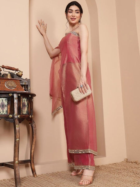 Women One Shoulder Long Bell Sleeve Tunic With Palazzo Co-Ord Set VitansEthnics