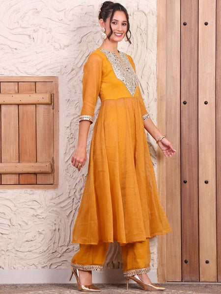 Women Embroidered Anarkali Kurta with Palazzos Co-Ord Set VitansEthnics