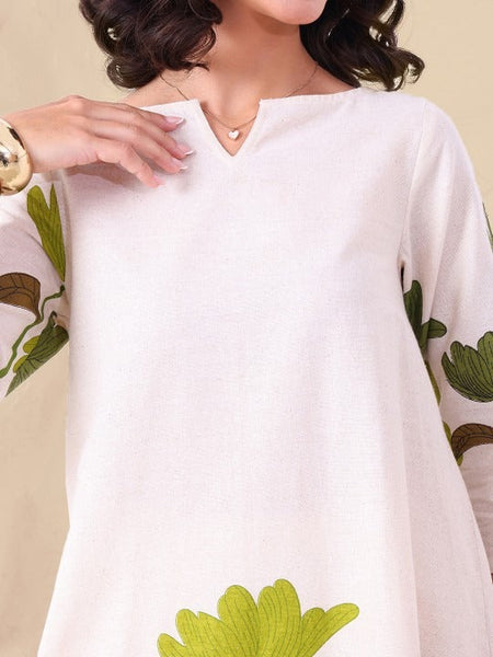 Women Printed Notch Neck Pure Cotton Tunic With Trousers Co-Ord Set VitansEthnics