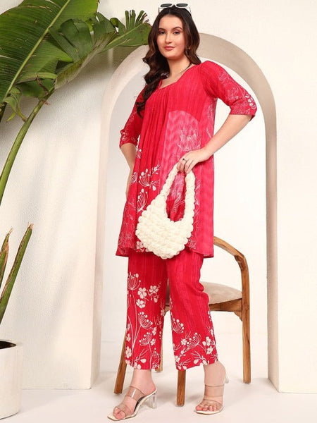 Women Printed Tunic With Trousers Co-Ord Set VitansEthnics