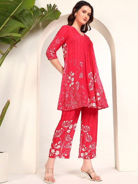 Women Printed Tunic With Trousers Co-Ord Set VitansEthnics