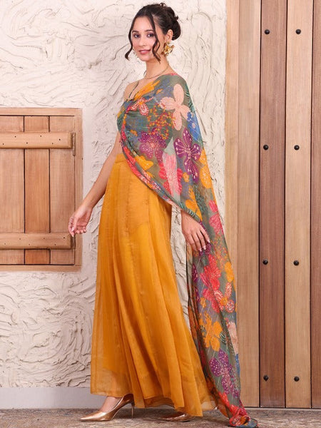 Women Floral Printed Shoulder Straps Top With Sharara & Dupatta Co-Ord Set VitansEthnics