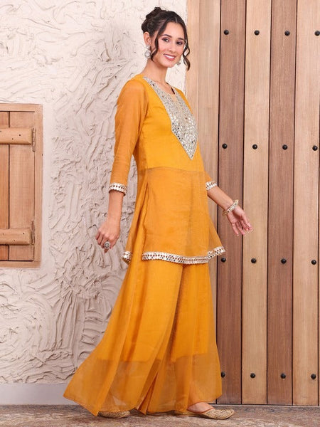 Women Embroidered Tunic With Sharara Co-Ord Set VitansEthnics