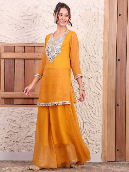 Women Embroidered Tunic With Sharara Co-Ord Set VitansEthnics