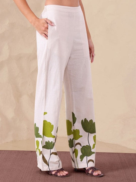 Women Printed Notch Neck Pure Cotton Tunic With Trousers Co-Ord Set VitansEthnics