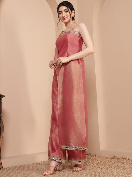 Women One Shoulder Long Bell Sleeve Tunic With Palazzo Co-Ord Set VitansEthnics