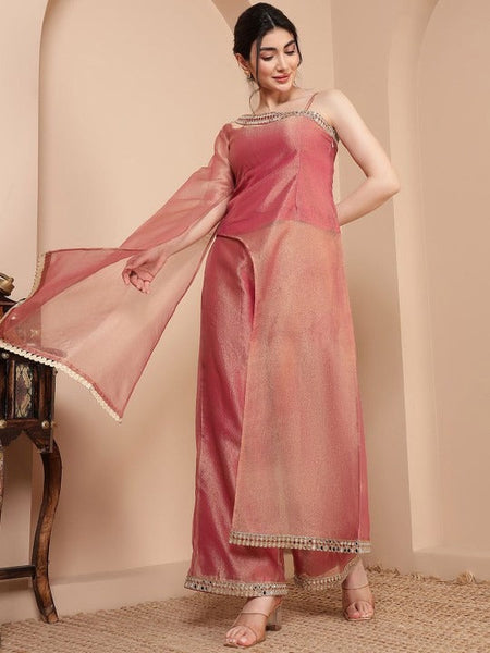 Women One Shoulder Long Bell Sleeve Tunic With Palazzo Co-Ord Set VitansEthnics