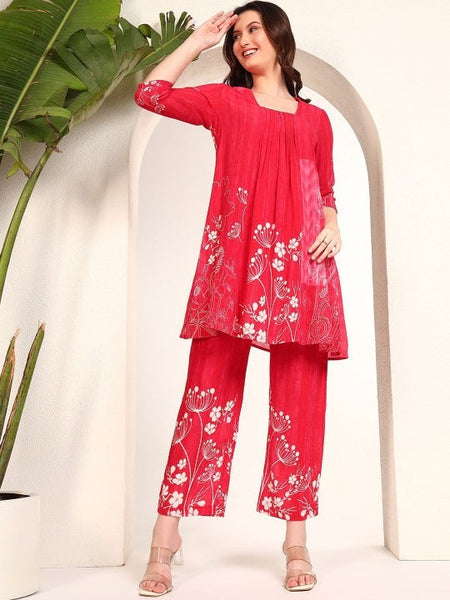 Women Printed Tunic With Trousers Co-Ord Set VitansEthnics