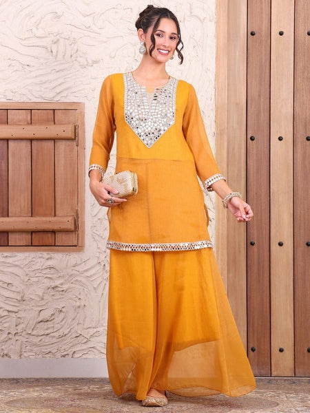 Women Embroidered Tunic With Sharara Co-Ord Set VitansEthnics