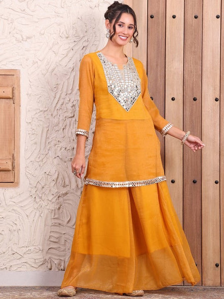 Women Embroidered Tunic With Sharara Co-Ord Set VitansEthnics