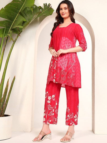 Women Printed Tunic With Trousers Co-Ord Set VitansEthnics