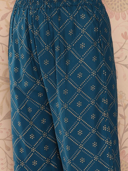 Women Blue Ethnic Motifs Printed Empire Kurta with Palazzos & Dupatta Set (Copy) VitansEthnics