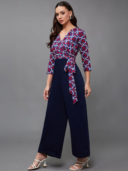 Indo Western V-Neck Three-Quarter Sleeve Wrap Regular-Length Jumpsuit For Women (Copy) VitansEthnics