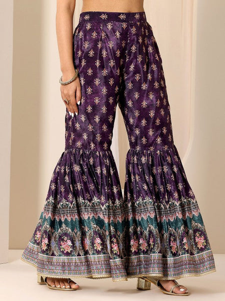 Women Ethnic Motifs Printed Tie-Up Neck Kurta With Sharara And Dupatta Indian Suit Set VitansEthnics