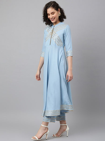 Women Floral Printed Mandarin Collar A-Line Kurta With Palazzos & Dupatta Set (Copy) VitansEthnics