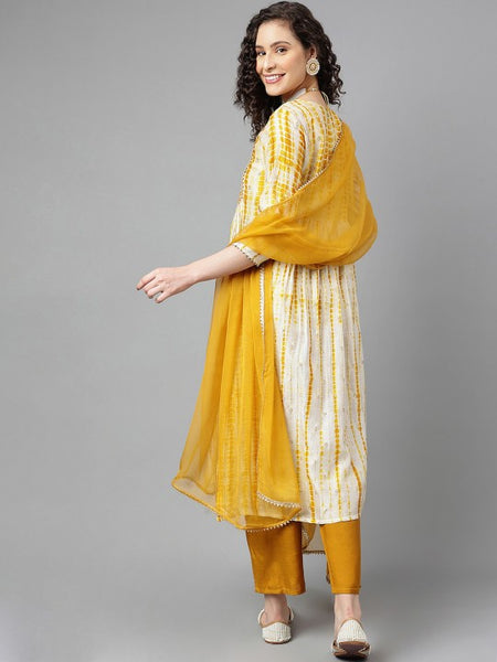 Women Tie Dyed Regular Gotta Patti A-Line Kurta With Trousers & Dupatta Set (Copy) VitansEthnics