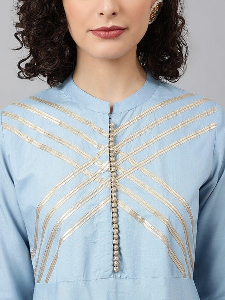Women Floral Printed Mandarin Collar A-Line Kurta With Palazzos & Dupatta Set (Copy) VitansEthnics