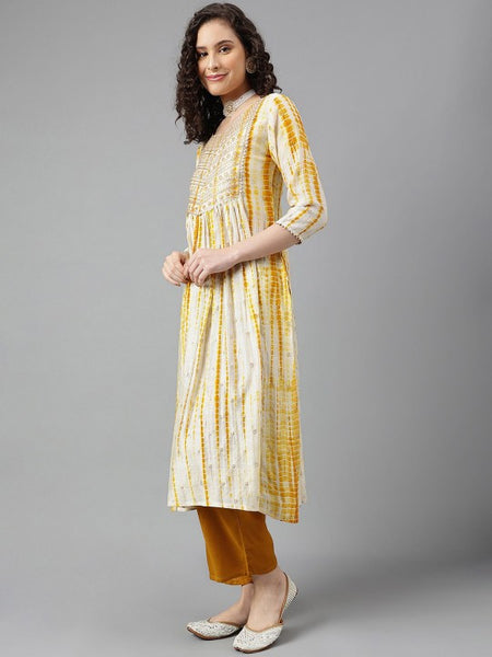 Women Tie Dyed Regular Gotta Patti A-Line Kurta With Trousers & Dupatta Set (Copy) VitansEthnics